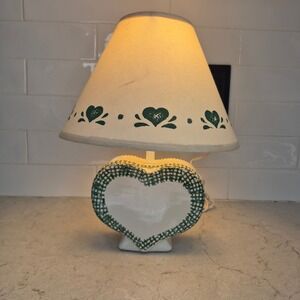 Unbranded Table Lamp Vintage Heart Spongeware Green‎ White